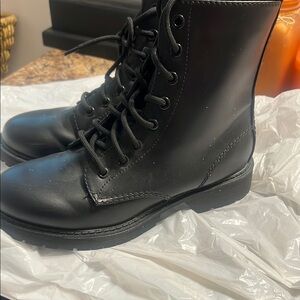 Black Lace-Up Combat Boots
